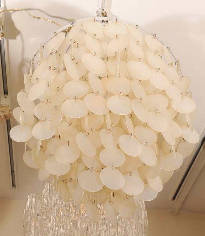 Circular capiz shell ceiling fixture by Werner Panton