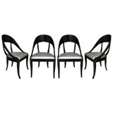 Antique A Set of  Four 1920
s  Black Lacquered Deco Chairs