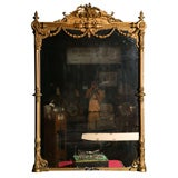 Antique A large 19th century French overmantle mirror