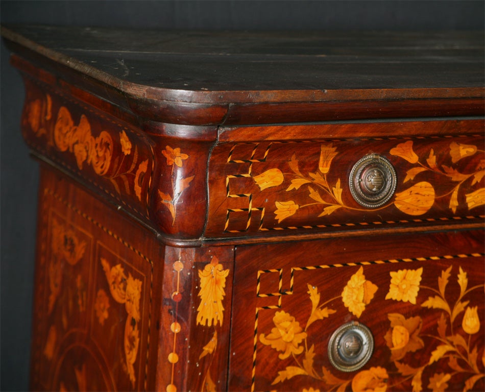 A tall Dutch marquetry chest of drawers For Sale 1