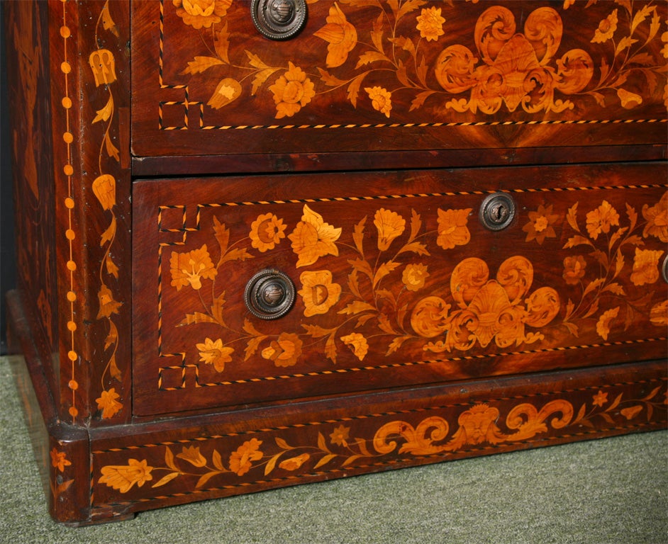 A tall Dutch marquetry chest of drawers For Sale 2