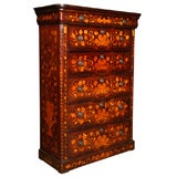 Antique A tall Dutch marquetry chest of drawers