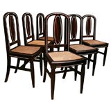 Set 6 French Art Deco Macassar Ebony Dining Chairs "Ecole Nancy"