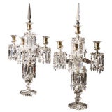 Antique Pr. 19thc. French 5 Light Cut Crystal Candelabra poss. Baccarat