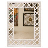 Large White Lacquered Faux Bamboo Mirror Palm Beach