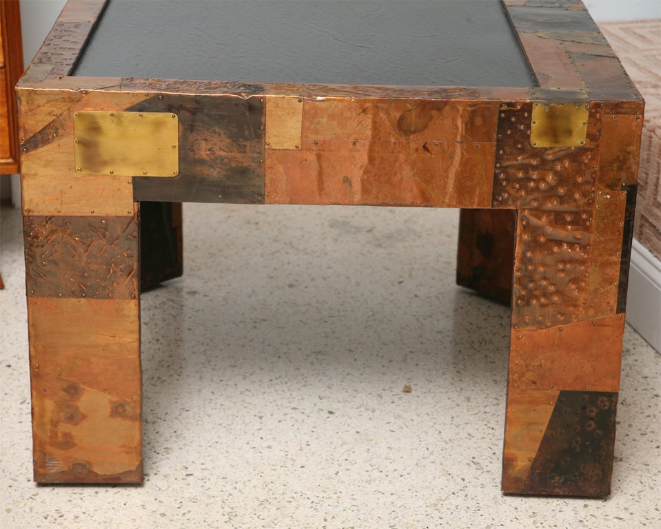 American Mixed Metals Patchwork Series and Vermont Slate Top Table, Paul Evans For Sale