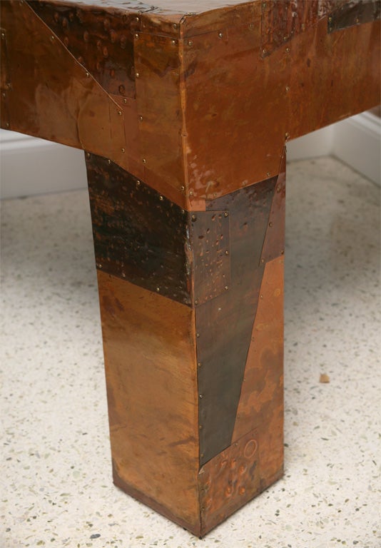 Mixed Metals Patchwork Series and Vermont Slate Top Table, Paul Evans For Sale 4