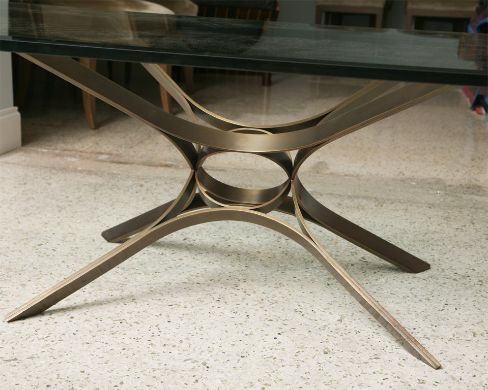 American Roger Sprunger Bronze and Glass Low Table, by Dunbar
