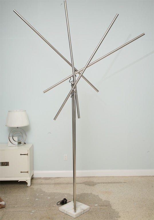 Monumental Arredoluce Polished Chrome Marble Kinetic Floor Lamp