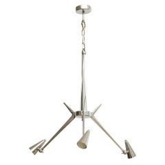 An Italian Polished Nickel 3 Light Chandelier by Gio Ponti