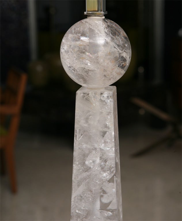 Brazilian Pair of Rock Crystal Lamps For Sale