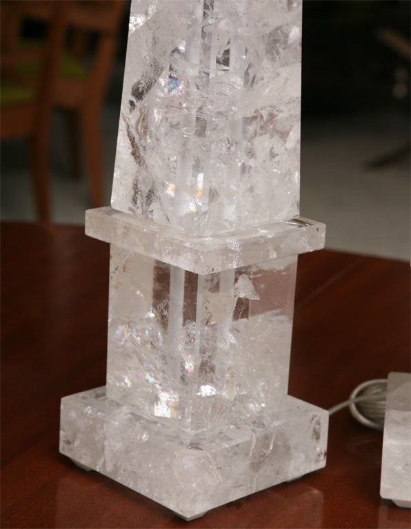 Pair of Rock Crystal Lamps In Excellent Condition For Sale In Hollywood, FL
