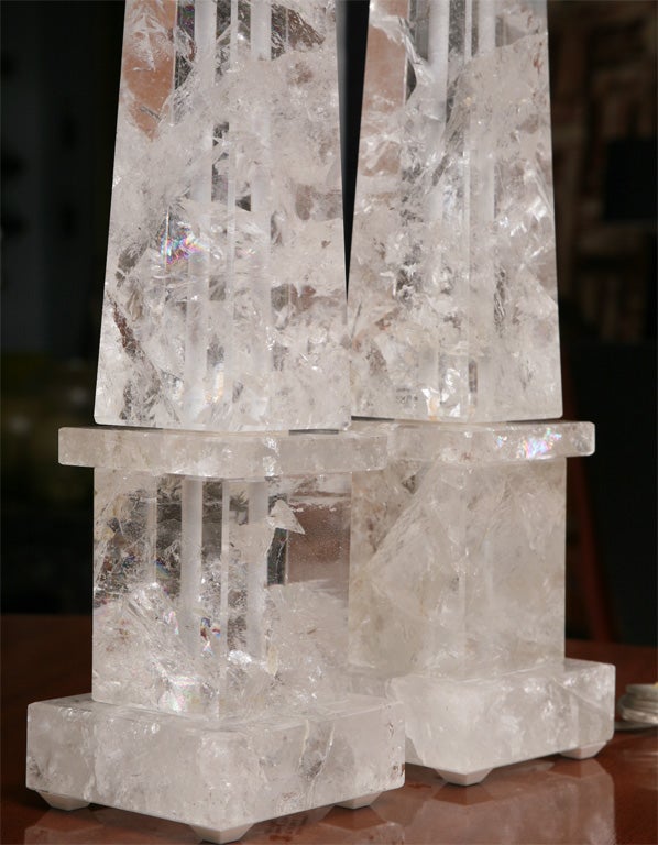 Pair of Rock Crystal Lamps For Sale 4