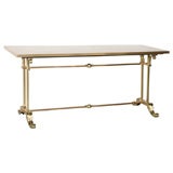 Brass and Travertine Console Table