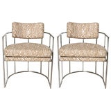 Pair of 70's Thayer Coggin Chrome Barrel Chairs