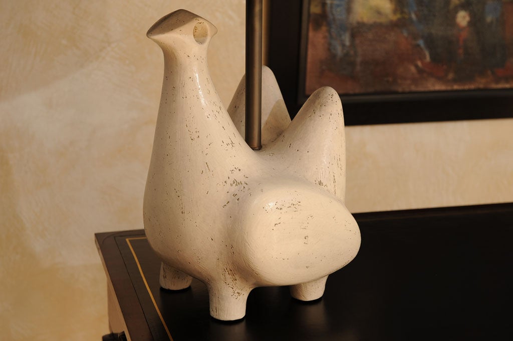 Late 20th Century Jouve Style Italian Ceramic Bird Form Lamp