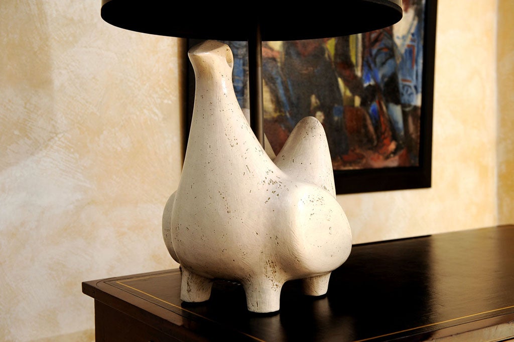 Jouve Style Italian Ceramic Bird Form Lamp 1