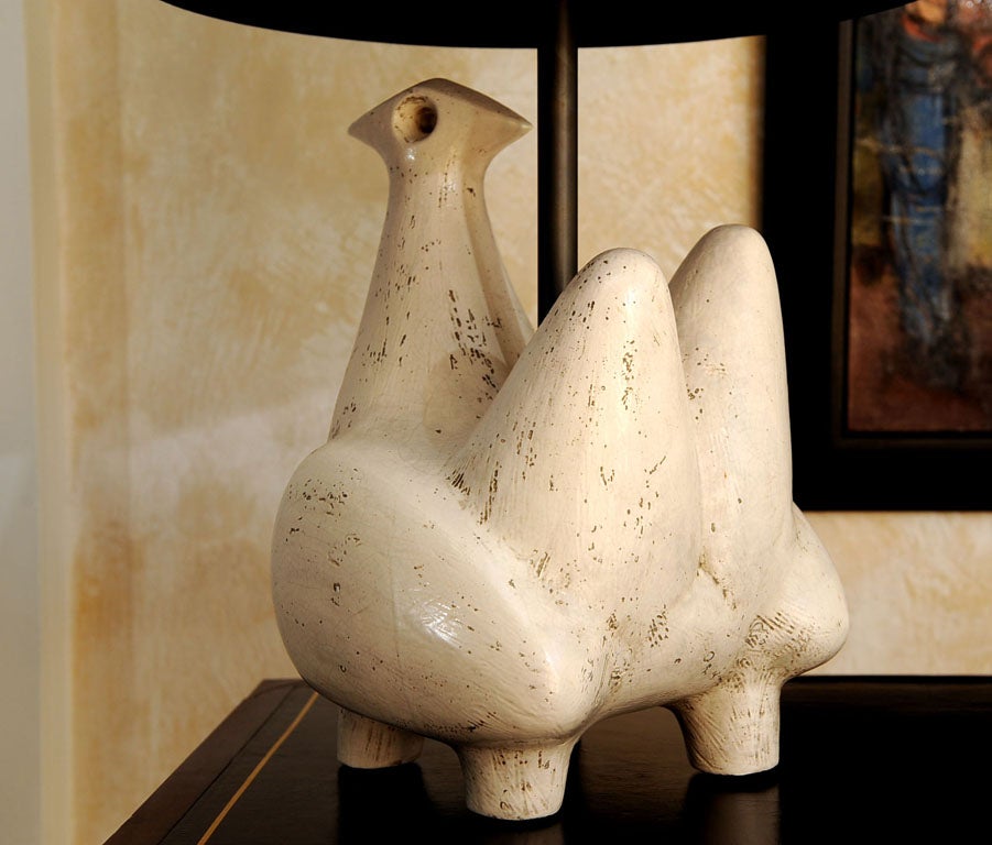 Jouve Style Italian Ceramic Bird Form Lamp 4