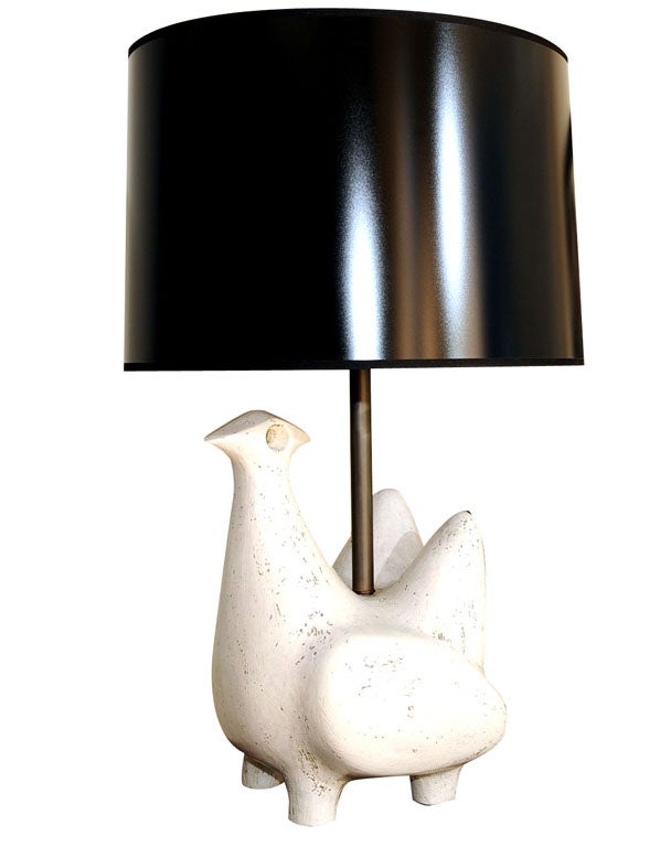 Jouve Style Italian Ceramic Bird Form Lamp