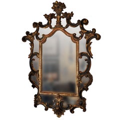 19th Century Italian Baroque Style Parcel Gilt  Mirror