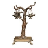 Italian Bronze Tree with three oil lamps