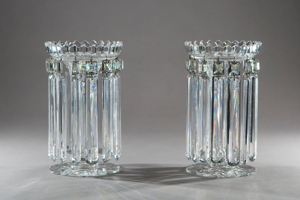 19th Century Pair of 19th C. Hand Blown Crystal Lustres