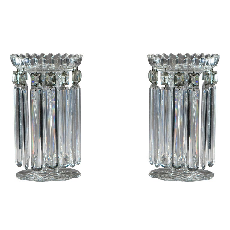 Pair of 19th C. Hand Blown Crystal Lustres