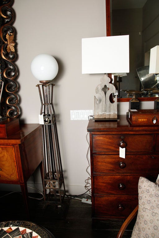 A Pair of Belgian Carved Wood Element Lamps, Circa 1890