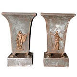 Antique A Pair of French Tole Cache Pots, Circa 1820