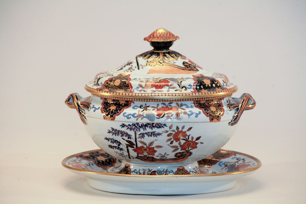 Large and Magnificent Davenport Soup Tureen on Stand