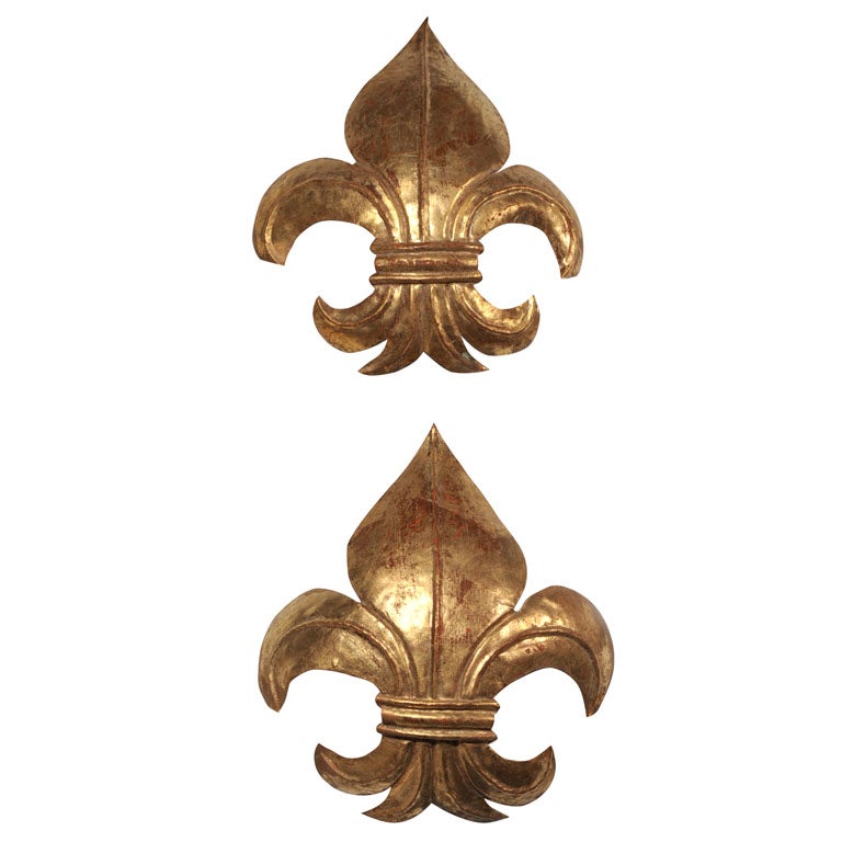 Pair of Gilt Iron Fleur de Lis Wall Lights
