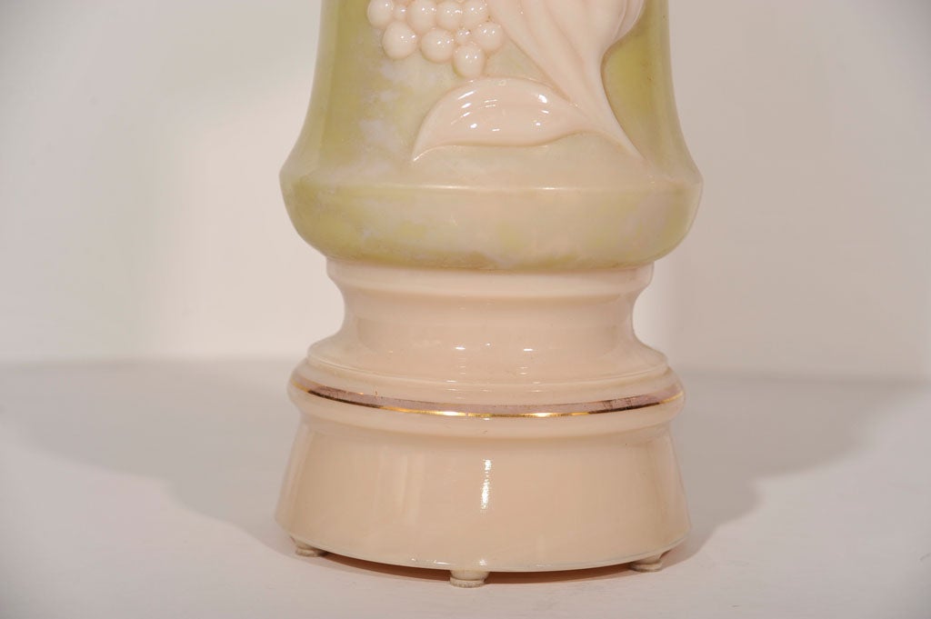 Pair of Art Deco Lilly of the Valley Opaline Glass Lamps 2