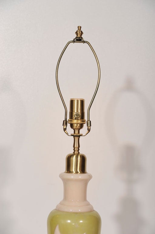Pair of Art Deco Lilly of the Valley Opaline Glass Lamps 1