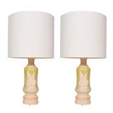 Pair of Art Deco Lilly of the Valley Opaline Glass Lamps