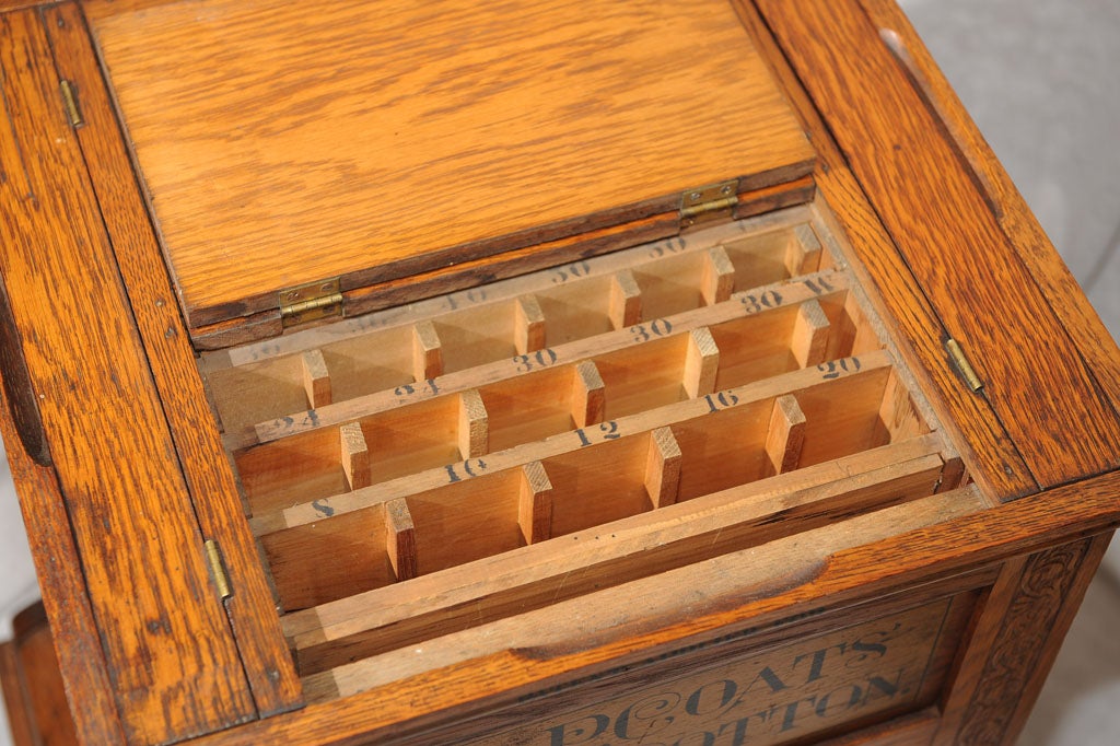 j p coats antique spool cabinet