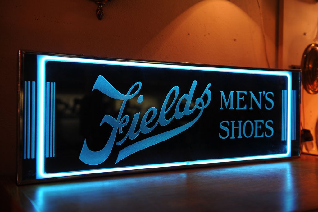 Vintage Neon Sign "Fields Men's Shoes"
