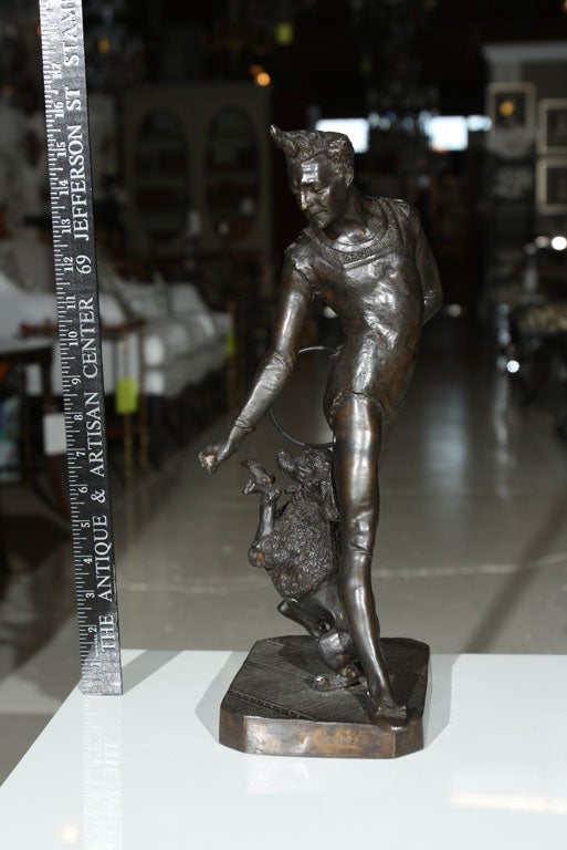 20th Century Deco Bronze Man with Poodle