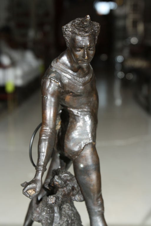 Deco Bronze Man with Poodle 3