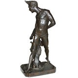 Deco Bronze Man with Poodle