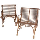 Antique Pair Iron Garden Chairs by St Sauveur