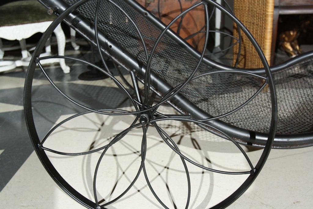 Wrought Iron Vintage Russel Woodard Chaise 'Rickshaw' with Canopy (not shown)