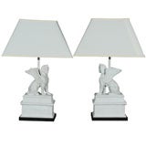 Pair Egyptian Revival Art deco Plaster Lamps