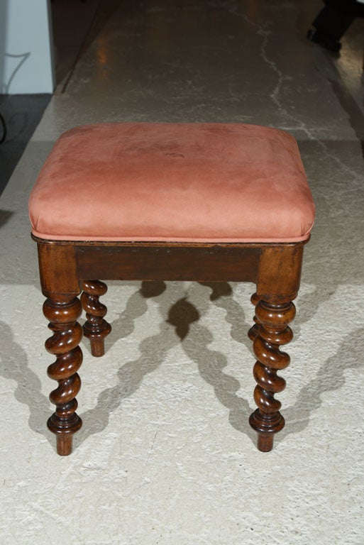 English Piano Stool with Barley Twist legs