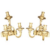 Pair Dore Bronze Candlestick Sconces