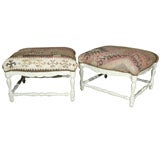 PAIR Upholstered Benches with Vintage Kilim
