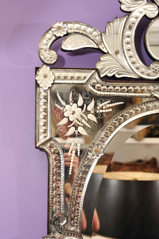 A Rectangular French Venetian Mirror In Excellent Condition In New York, NY