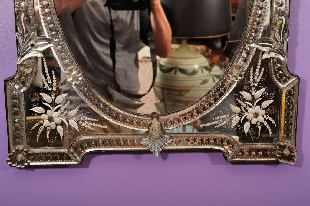 20th Century A Rectangular French Venetian Mirror