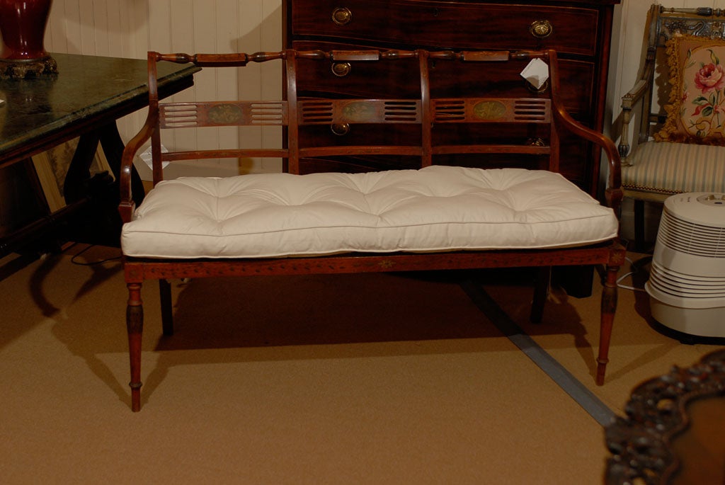 Painted Satinwood Settee/Bench For Sale 3