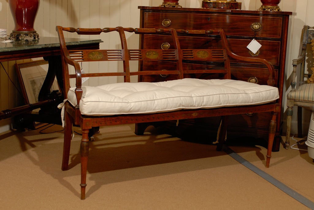 Painted Satinwood Settee/Bench For Sale 5