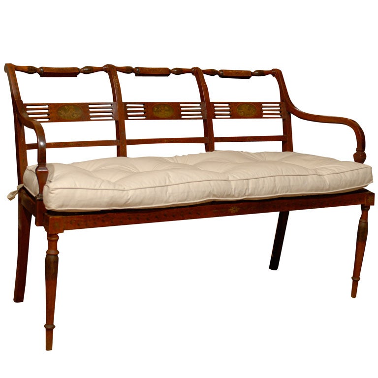 Painted Satinwood Settee/Bench For Sale